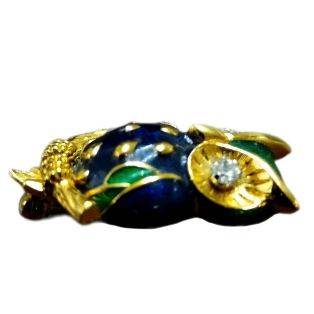 1970s D’Orlan Swarovski Crystal Figural Owl Brooch | Gold Plated - Picture 4 of 5